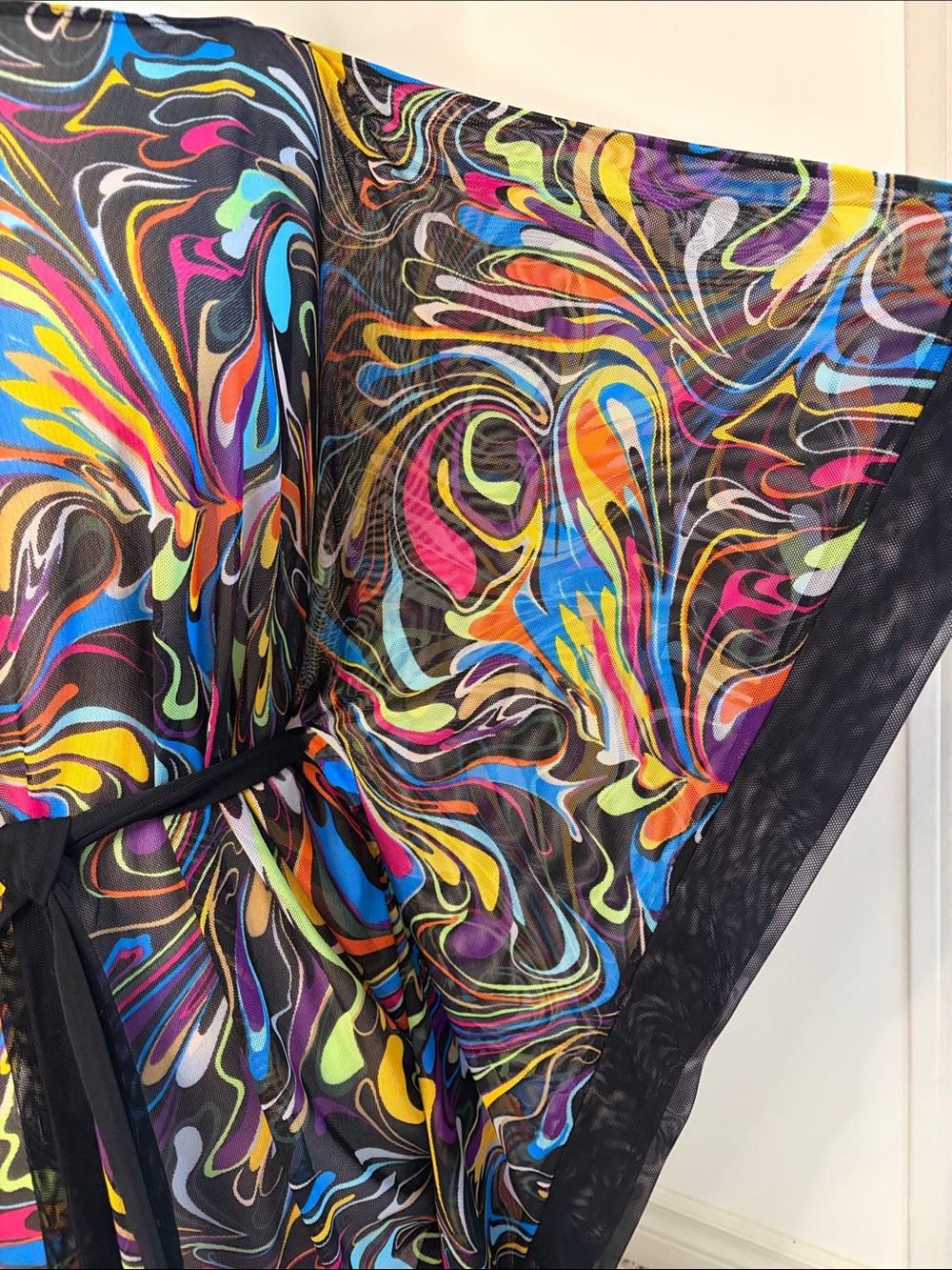 Multicolor Swirl Print Women’s Tunic with Belt - Picture 5 of 14
